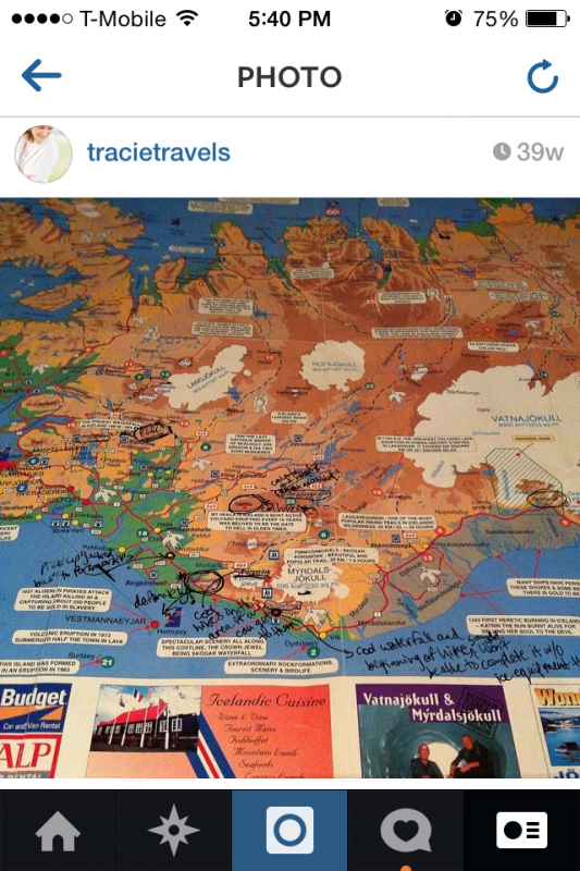 Instagram of map with notes