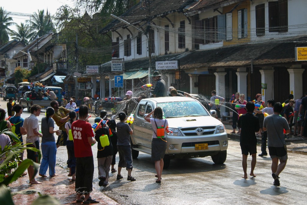 Pi Mai water fight Laos