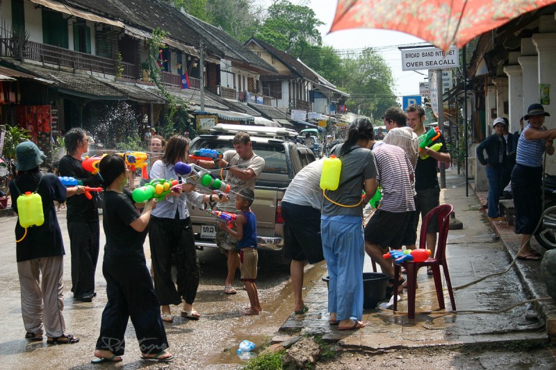 Pi Mai water fight Laos