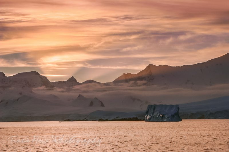 iceberg sunset in Antarctica