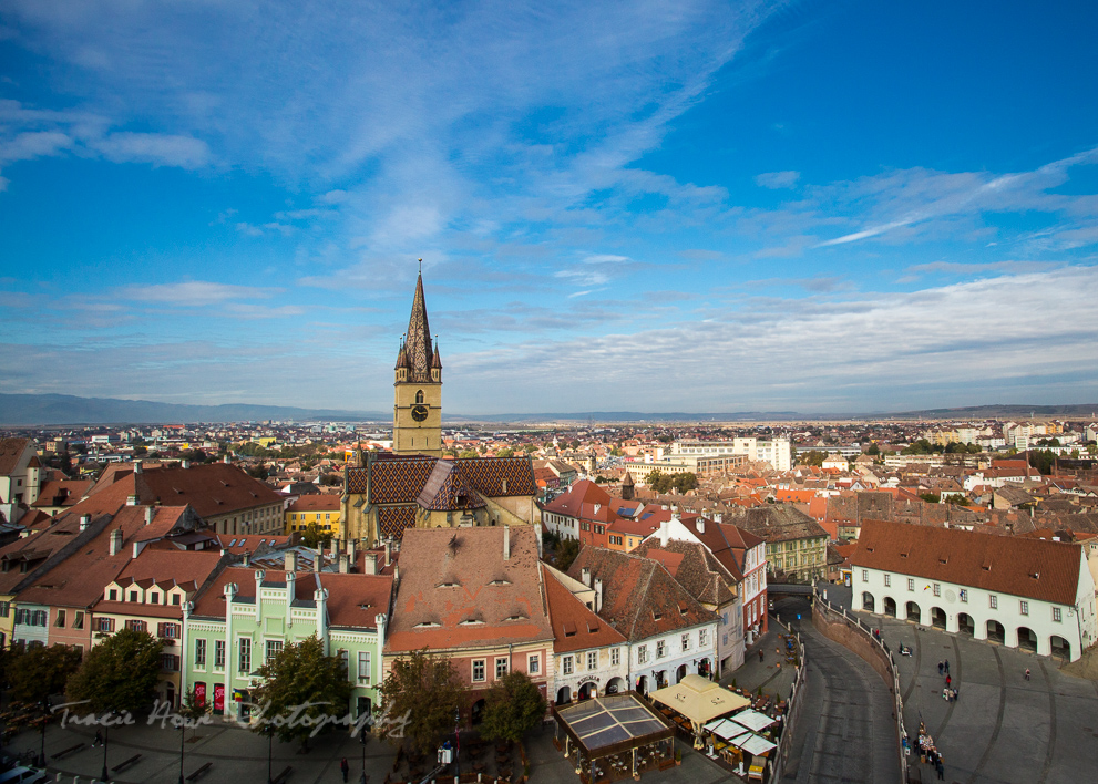 Sibiu, in the center of Transylvania, Romania. View from above