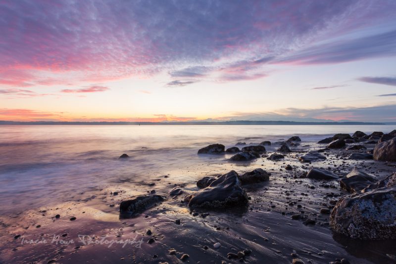 sunset at Discovery Park beach