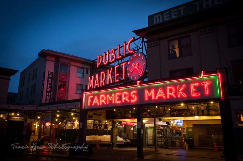Seattle Pike Place Market at night